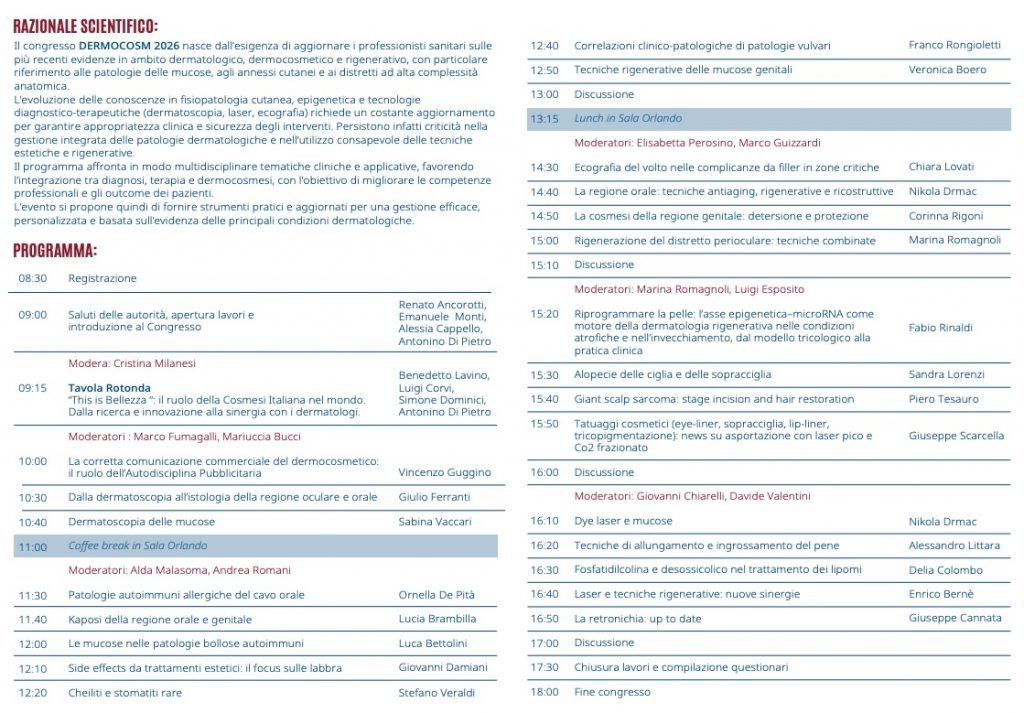 Programma Scientifico DERMOCOSM 2026